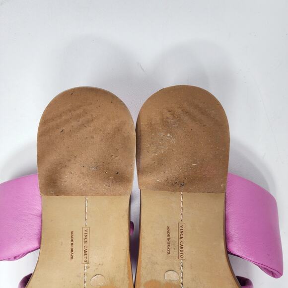 Vince Camuto Palennie Puffy Flat Slide Sandals Women 7M Pink Deep Orchid Leather - Picture 13 of 13